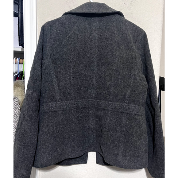American Eagle Gray Wool Coat Jacket Womens Large Button Front Peacoat Military - Picture 6 of 7